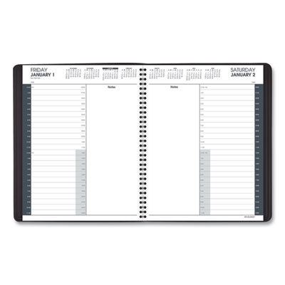 24-Hour Daily Appointment Book, 11 x 8.5, Black Cover, 12-Month (Jan to Dec): 2025