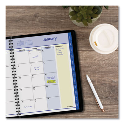 QuickNotes Monthly Planner, 8.75 x 7, Black Cover, 12-Month (Jan to Dec): 2025