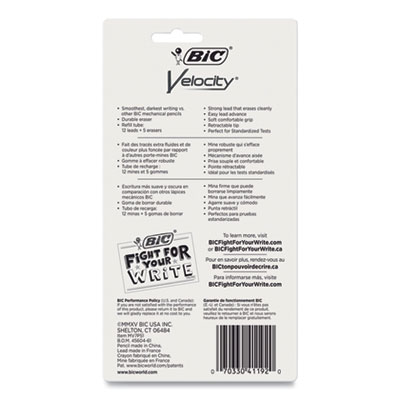 Velocity Original Mechanical Pencil, 0.7 Mm, Hb (#2), Black Lead, Assorted Barrel Colors, 5/pack