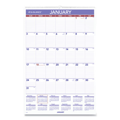 AT-A-GLANCE® Monthly Wall Calendar with Ruled Daily Blocks