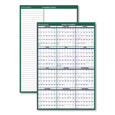 Vertical Erasable Wall Planner, 32 x 48, White/Green Sheets, 12-Month (Jan to Dec): 2025