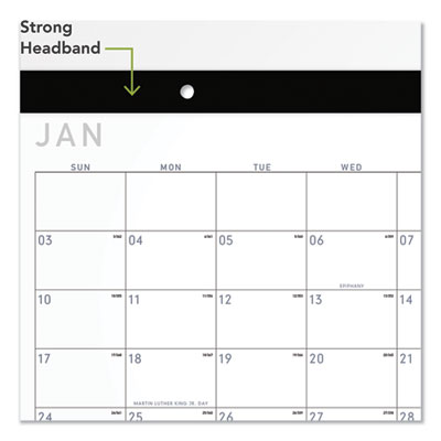 Contemporary Monthly Desk Pad, 18 x 11, White Sheets, Black Binding/Corners,12-Month (Jan to Dec): 2025