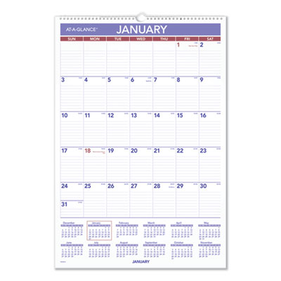 Erasable Wall Calendar, 15.5 x 22.75, White Sheets, 12-Month (Jan to Dec): 2022