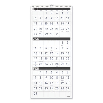 Three-Month Reference Wall Calendar, Contemporary Artwork/Formatting, 12 x 27, White Sheets, 15-Month (Dec-Feb): 2022 to 2024 AAGPM11X28