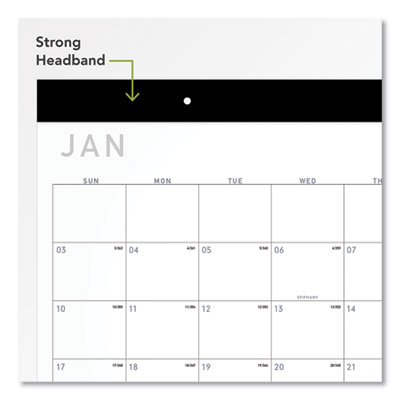 Contemporary Monthly Desk Pad, 22 x 17, White Sheets, Black Binding/Corners,12-Month (Jan to Dec): 2025