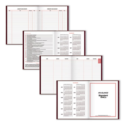 Standard Diary Daily Diary, 2025 Edition, Medium/College Rule, Red Cover, (200) 9.5 x 7.5 Sheets