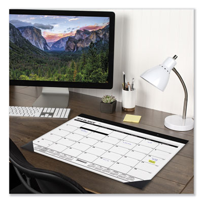 Monthly Refillable Desk Pad, 22 x 17, White Sheets, Black Binding, Black Corners, 12-Month (Jan to Dec): 2025