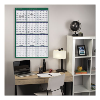 Vertical Erasable Wall Planner, 32 x 48, White/Green Sheets, 12-Month (Jan to Dec): 2025