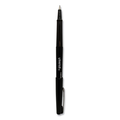 Porous Point Pen, Stick, Medium 0.7 mm, Black Ink, Black Barrel, Dozen