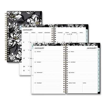 Baccara Dark Create-Your-Own Cover Weekly/Monthly Planner, Floral, 8 x 5, Gray/Black/Gold Cover, 12-Month (Jan-Dec): 2023 BLS110212