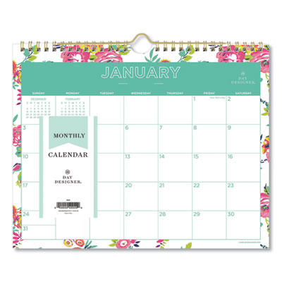 Day Designer Peyton Wall Calendar, Peyton Floral Artwork, 11 x 8.75, White/Multicolor Sheets, 12-Month (Jan to Dec): 2023 BLS103629