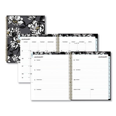 Baccara Dark Create-Your-Own Cover Weekly/Monthly Planner, Floral, 11 x 8.5, Gray/Black/Gold Cover, 12-Month (Jan-Dec): 2023 BLS110211
