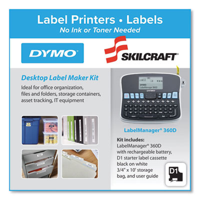 7490016576124, SKILCRAFT Dymo LabelManager 360D Desktop Label Maker Kit, 2 Lines, 2.8 x 7.76 x 5.91