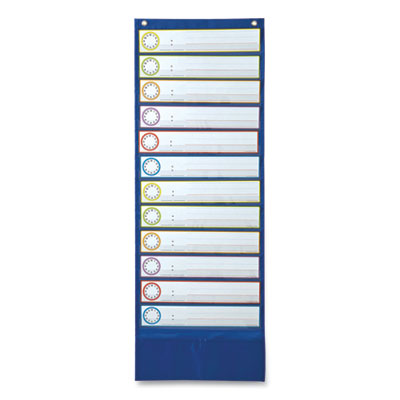 Deluxe Scheduling Pocket Chart, 13 Pockets, 13 x 36, Blue CDP158031