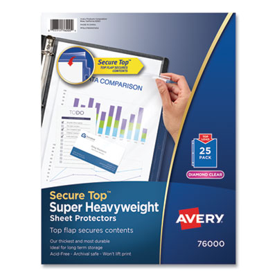 Avery® Secure Top™ Super Heavyweight Diamond Clear Sheet Protector