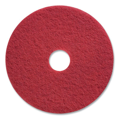 Buffing Floor Pads, 17" Diameter, Red, 5/Carton CWZ663604