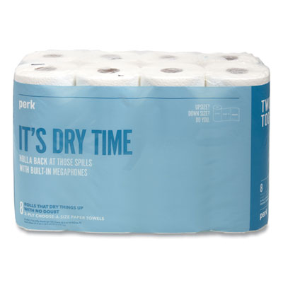 Perk Choose-A-Size Kitchen Roll Paper Towels, 2-Ply, 5.9 x 11, White, 116 Sheets/Roll, 8 Rolls/Pack (24380329) PRK24380329
