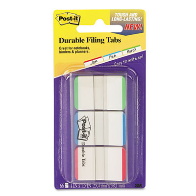 Post-it® Tabs 1 Plain Solid Color Tabs, 1/5-Cut, Assorted Colors, 1 Wide,  66/Pack