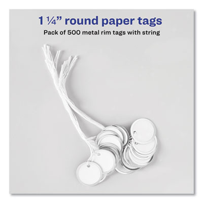 Avery Heavyweight Stock Metal Rim Tags, 1.25" dia, White, 500/Box (AVE14313) AVE14313