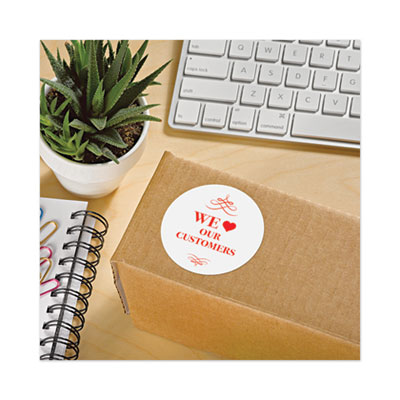 Avery Permanent Laser Print-To-The-Edge Id Labels W/surefeed, 2 1/2"dia, White, 300/pk (AVE5294) AVE5294