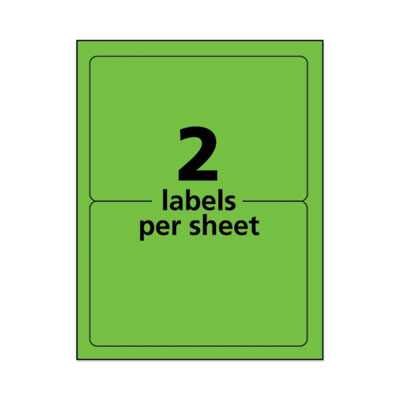 High-Visibility Permanent Laser ID Labels, 5.5 x 8.5, Neon Green, 200/Box