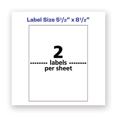Waterproof Shipping Labels with TrueBlock Technology, Laser Printers, 5.5 x 8.5, White, 2/Sheet, 500 Sheets/Box