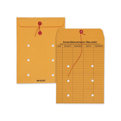 Brown Kraft String/Button Interoffice Envelope, #90, One-Sided Five-Column Format, 31-Entries, 9 x 12, Brown Kraft, 100/CT QUA63462