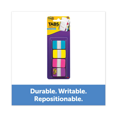 1" Wide Tabs with Dispenser, Aqua, Pink, Violet, Yellow, 88/Pack MMM70005179216