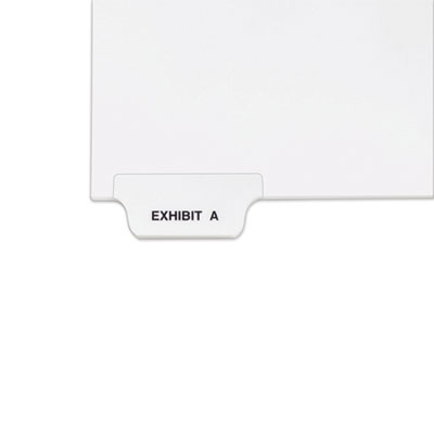 Avery-Style Preprinted Legal Bottom Tab Divider, Exhibit A, Letter, White, 25/PK AVE11940