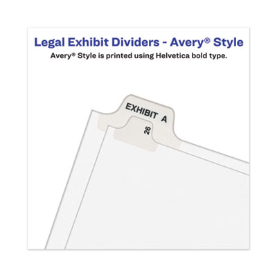 Avery-Style Preprinted Legal Bottom Tab Dividers, 26-Tab, Exhibit T, 11 x 8.5, White, 25/Pack