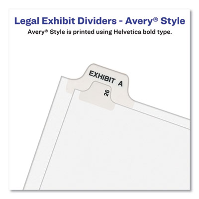 Avery-Style Preprinted Legal Bottom Tab Divider, 26-Tab, Exhibit G, 11 x 8.5, White, 25/PK