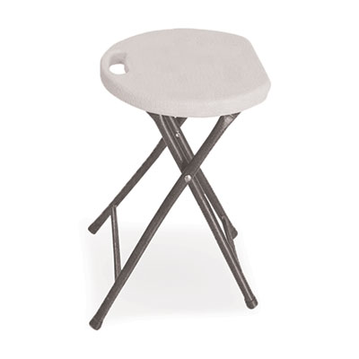 Rough n Ready Folding Stool, Backless, Supports Up to 300 lb, 26" Seat Height, White Seat, Charcoal Base, 4/Carton ICE64573