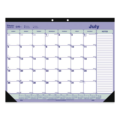Academic Monthly Desk Pad Calendar, 21.25 x 16, White/Blue/Green, Black Binding/Corners, 13-Month (July-July): 2022-2023 REDCA181731