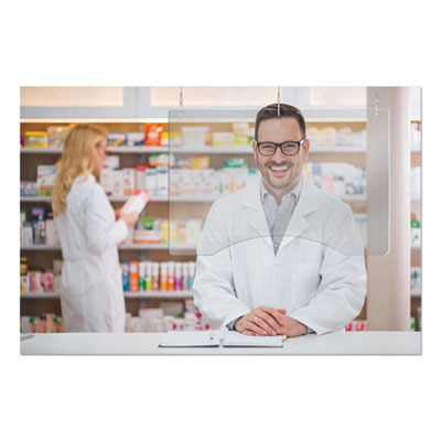 deflecto Hanging Barrier, 35.75" X 24", Acrylic, Clear, 2/carton (DEFPBCHA3624) DEFPBCHA3624