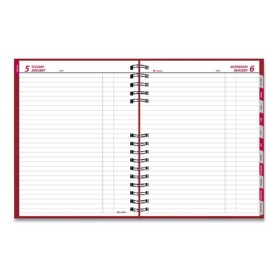 CoilPro Daily Planner, 10 x 7.88, Red Cover, 12-Month (Jan to Dec): 2025