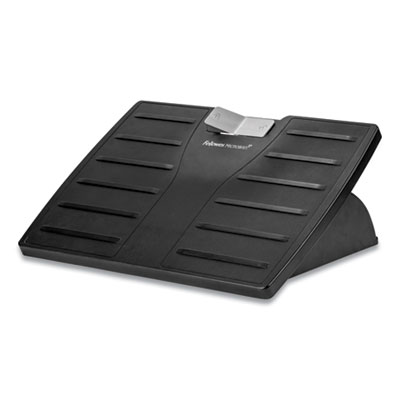 Adjustable Locking Footrest with Microban, 17.5w x 13.13d x 4.13 to 5.63h, Black/Silver FEL8035001