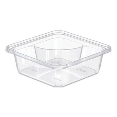 Dart TamperGuard Snack Boxes, 2 Compartments, 6.3 x 6.3 x 2.1, Clear, Plastic, 300/Carton (DCCSBTG2) DCCSBTG2