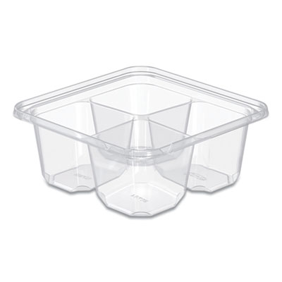 Dart TamperGuard Snack Boxes, 4 Compartments, 6.3 x 6.3 x 2.6, Clear, Plastic, 300/Carton (DCCSBTG4) DCCSBTG4