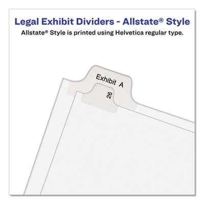 Preprinted Legal Exhibit Side Tab Index Dividers, Allstate Style, 10-Tab, 13, 11 x 8.5, White, 25/Pack