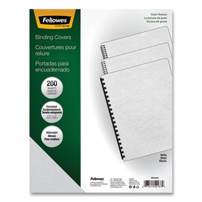 Expressions Classic Grain Texture Presentation Covers for Binding Systems, White, 11.25 x 8.75, Unpunched, 200/Pack FEL52137