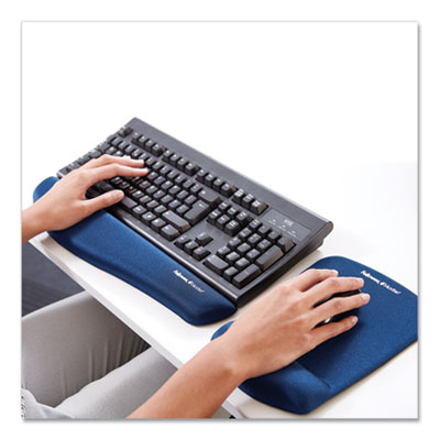 PlushTouch Mouse Pad with Wrist Rest, 7.25 x 9.38, Blue