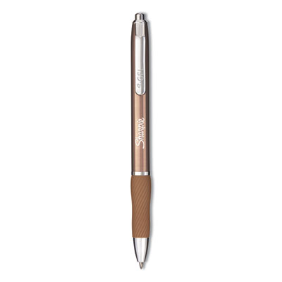 S-Gel Premium Metal Barrel Gel Pen, Retractable, Medium 0.7 mm, Black Ink, Champagne Barrel, Dozen