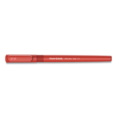Write Bros. Grip Ballpoint Pen, Stick, Medium 1 mm, Red Ink, Red Barrel, Dozen