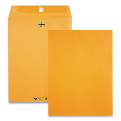 Clasp Envelope, 28 lb Bond Weight Kraft, #90, Square Flap, Clasp/Gummed Closure, 9 x 12, Brown Kraft, 100/Box QUA38190
