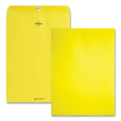 Clasp Envelope, 28 lb Bond Weight Paper, #90, Square Flap, Clasp/Gummed Closure, 9 x 12, Yellow, 10/Pack QUA38736