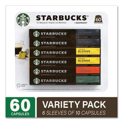 Starbucks By NESPRESSO Pods Variety Pack, Blonde Espresso/Colombia/Espresso/Pikes Place, 60 Pods/Pack (GRR22001153) GRR22001153