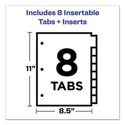 Insertable Big Tab Plastic Dividers, 8-Tab, 11 x 8.5, Clear, 1 Set