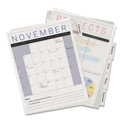 Insertable Big Tab Plastic Dividers, 5-Tab, 11 x 8.5, Clear, 1 Set