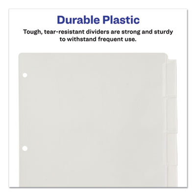 Insertable Big Tab Plastic Dividers, 5-Tab, 11 x 8.5, Clear, 1 Set