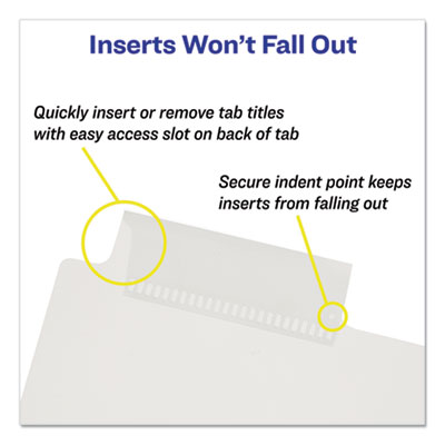 Insertable Big Tab Plastic Dividers, 5-Tab, 11 x 8.5, Clear, 1 Set